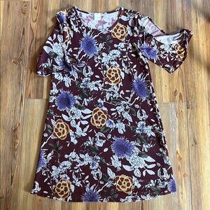 Kaileigh Maroon Floral Flutter Sleeve Sundress